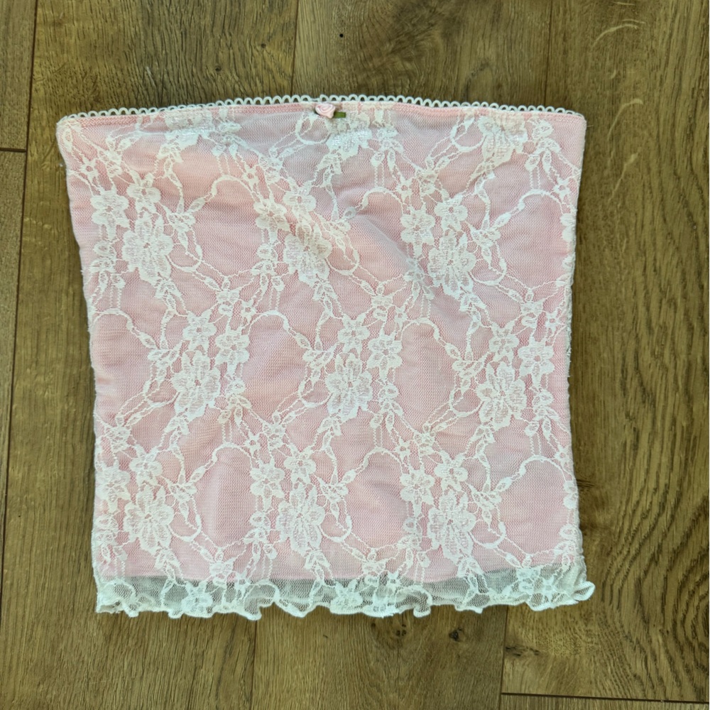 Edikted Pink Lace Tube Top